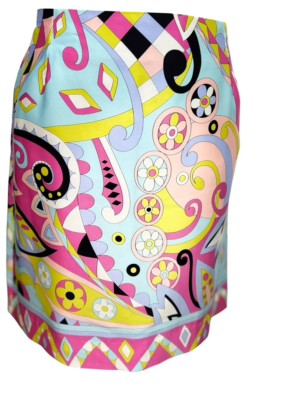 Melly M 100% Silk Mod Paisley Mini Skirt Colorful Retro Print Size 12 - Picture 4 of 8